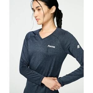 Forme Revive Long Sleeve Top Women's Sz S Small Ocean Navy Blue Posture Recovery